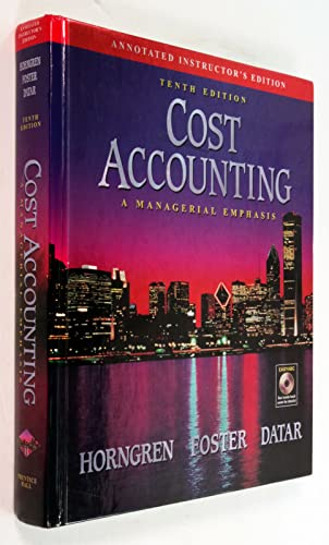 Stock image for Cost Accounting (Instructor's Edition) for sale by BookHolders
