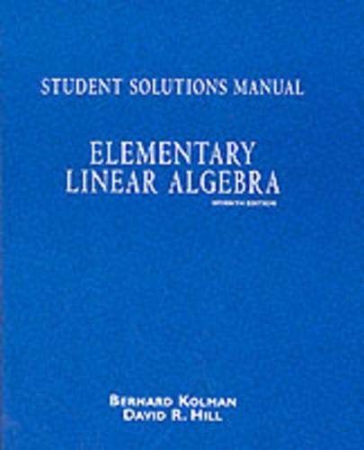 Imagen de archivo de Elementary Linear Algebra: Student Solutions Manual a la venta por HPB-Red