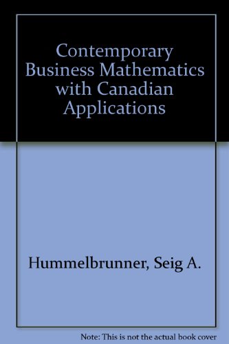 Stock image for Contemporary Business Mathematics with Canadian Applications for sale by Better World Books