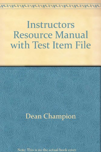 Imagen de archivo de Instructors Resource Manual with Test Item File a la venta por Irish Booksellers