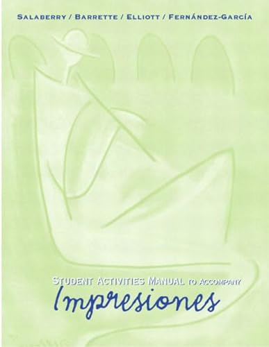 Imagen de archivo de Student Activities Manual to Accompany Impresiones (Spanish Edition) a la venta por Blue Vase Books