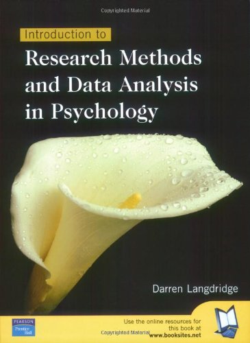 9780130978325: Introduction to Research Methods and Data Analysis in Psychology