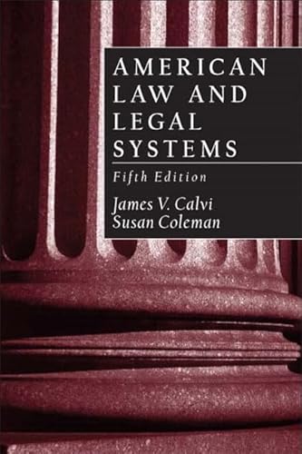 Beispielbild fr American Law and Legal Systems zum Verkauf von Better World Books