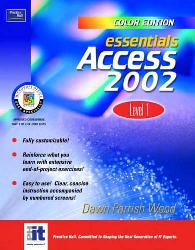 Beispielbild fr Essentials: Access 2002 Level 1 (Color Edition) zum Verkauf von Anderson Book
