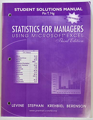 Beispielbild fr Student Solutions Manual for "Statistics for Managers Using Microsoft Excel (3rd Edition)" zum Verkauf von HPB-Red