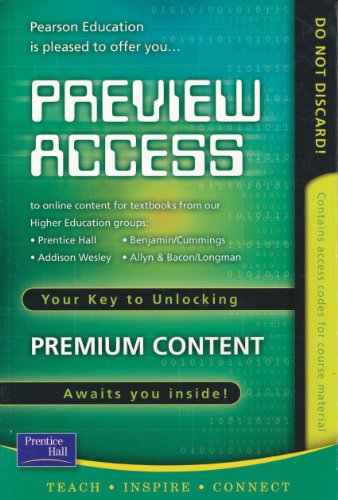 Beispielbild fr Preview Access Code Key Cd-rom zum Verkauf von Nationwide_Text