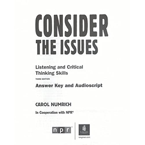 Consider The Issues Answer Key (9780131115941) by Numrich, Carol