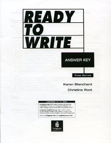 Imagen de archivo de Ready to Write Answer Key (Third EditKaren Blanchard a la venta por Iridium_Books