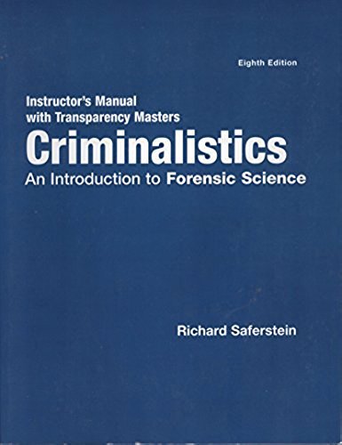 Imagen de archivo de Instructor's Manual with Transparency Masters Criminalistics An Introduction to Forensic Science a la venta por ThriftBooks-Dallas