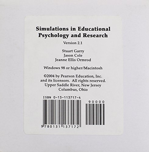 Simulations in Educational Psychology and Research 2.1 (9780131137172) by Garry, Stewart; Cole, Jason; Ormrod, Jeanne Ellis