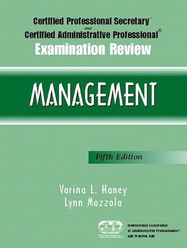 Stock image for Certified Professional Secretary and Certified Administrative Professional Examination Review: Management (5th Edition) (Paperback) for sale by SecondSale