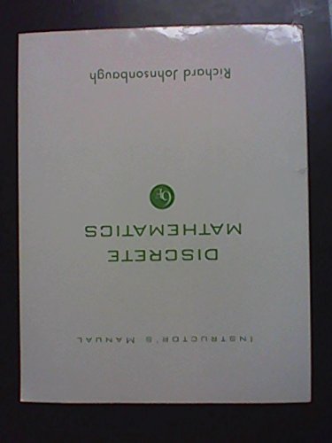 Beispielbild fr Instructor's Manual Discrete Mathematics [Paperback] Richard Johnsonbaugh zum Verkauf von The Book Spot