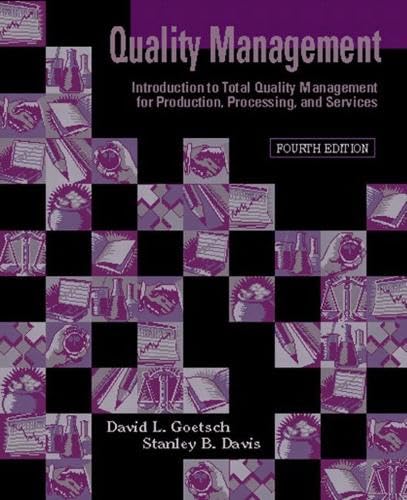 9780131224612: Quality Management: Introduction to Total Quality Management for Production, Processing, and Services: International Edition