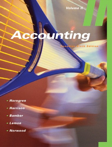 Imagen de archivo de Accounting, Volume II (Canadian Sixth Edition) a la venta por Starx Products