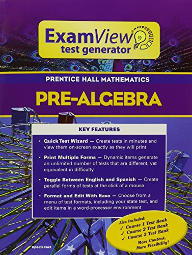 9780131255296: Prentice Hall Math Pre-Algebra Examview Test Generator Booklet with CD 2004c