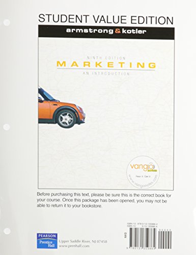 Imagen de archivo de Marketing: An Introduction, Student Value Edition a la venta por HPB-Red