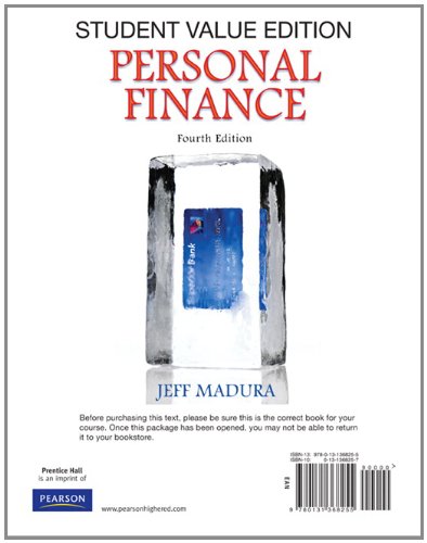 Personal Finance (The Prentice Hall Series in Finance) (9780131368255) by Madura, Jeff