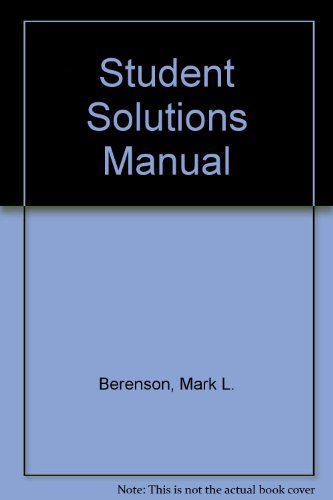 Student Solutions Manual (9780131419810) by Berenson, Mark L.
