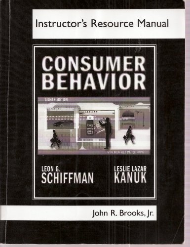 Beispielbild fr Consumer Behavior, Instructor's Resource Manual - Eighth Edition zum Verkauf von HPB-Red
