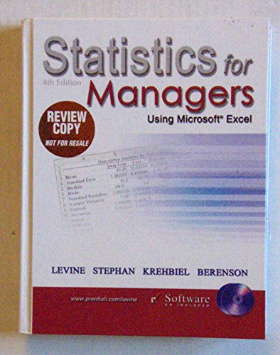 Imagen de archivo de Statistics for Managers Using Microsoft Excel 4th.ed. a la venta por Reader's Corner, Inc.