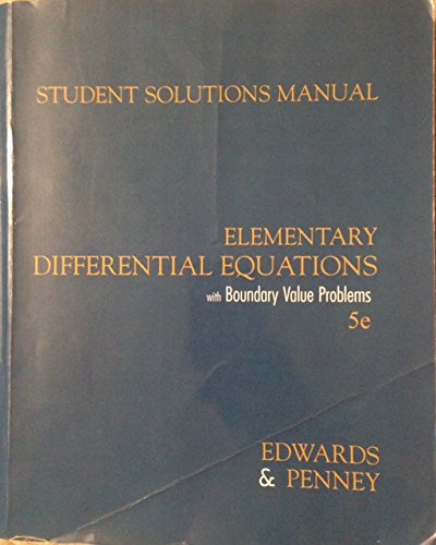 Imagen de archivo de Elementary Differential Equations W/Boundary Value Problems (Student Solutions Manual) a la venta por SecondSale