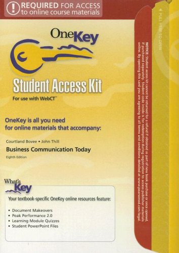 Business Communication Today (OneKey) (9780131478589) by Bovee, Courtland L; Thill, John