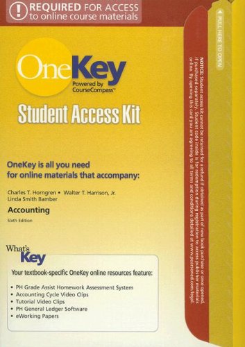 Accounting (OneKey) (9780131486249) by Horngren, Charles T; Harrison Jr, Walter T; Bamber, Linda Smith