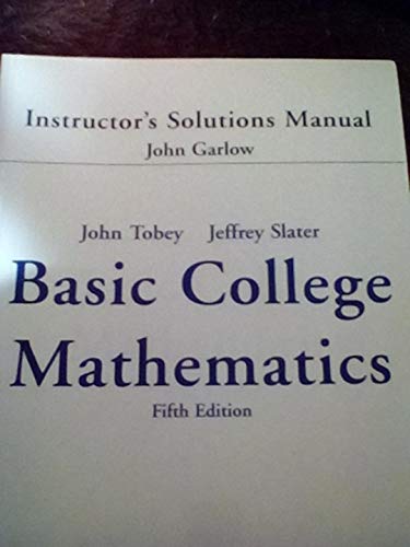 Imagen de archivo de Instructor's Solutions Manual for Basic College Mathematics a la venta por Dailey Ranch Books