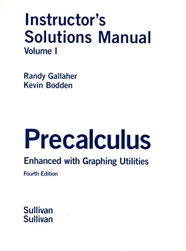 Imagen de archivo de Precalculus Instructor's Solutions Manual (volume one) a la venta por HPB-Red