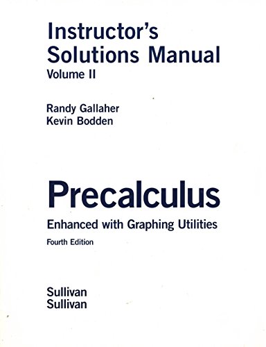 Imagen de archivo de Precalculus Instructor's Solutions Manual (volume2) a la venta por HPB-Red