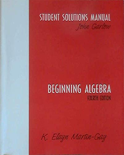 Imagen de archivo de Beginning Algebra: Student Solutions Manual a la venta por Goodwill Books