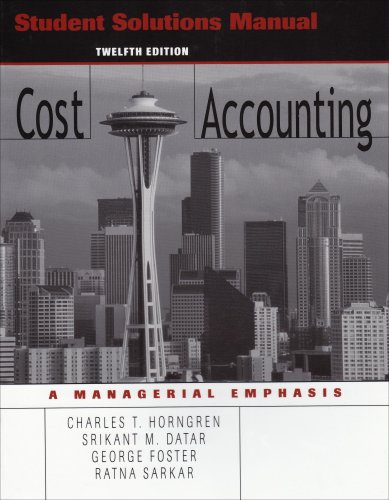 Imagen de archivo de Student Solutions Manual to accompany Cost Accounting, 12th Edition a la venta por SecondSale