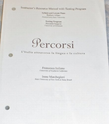 9780131546455: Instructors Resource Manual with Testing Program for Percorsi:l'Italiaattraverso la lingua e la cultura