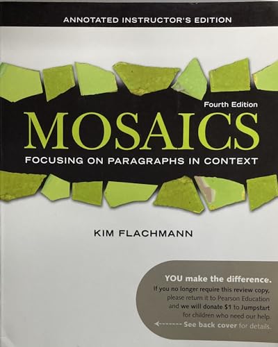 Stock image for Mosaics Focusing on Paragraphs in Context Annotated Instructor's Edition for sale by HPB-Red
