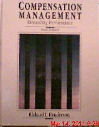 Imagen de archivo de Compensation Management : Rewarding Performance a la venta por Better World Books