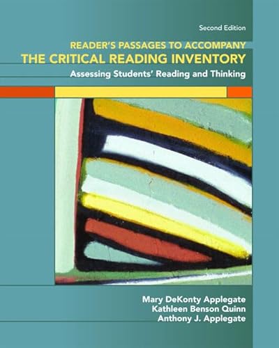 Imagen de archivo de Reader's Passages to Accompany The Critical Reading Inventory Assessing Students' Reading and Thinking a la venta por Wonder Book