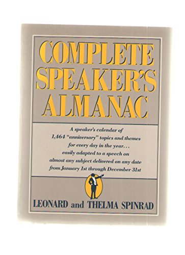 Complete Speaker's Almanac (9780131622814) by Spinrad, Leonard; Spinrad, Thelma