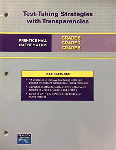 Beispielbild fr Test-Taking Strategies with Transparencies for Prentice Hall Math, Grades 6, 7, 8 zum Verkauf von Better World Books