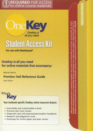 OneKey BlackBoard, Student Access Kit, Prentice Hall Reference Guide for Prentice Hall Reference Guide (9780131680562) by Harris, Muriel G.