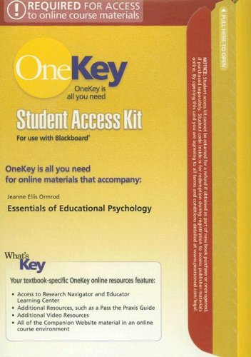 OneKey Blackboard, Student Access Kit, Essentials of Educational Psychology (9780131722996) by Ormrod, Jeanne Ellis