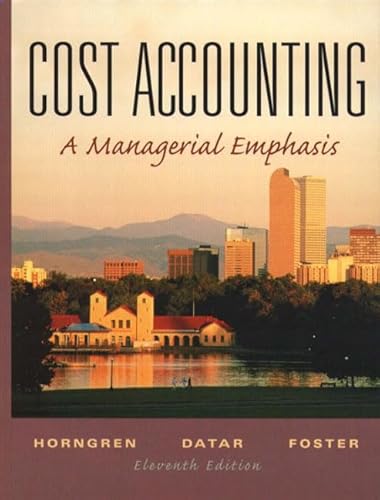 Imagen de archivo de Cost Accounting: A Managerial Emphasis a la venta por ThriftBooks-Dallas