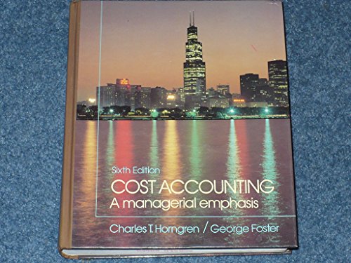 Beispielbild fr Cost Accounting : A Managerial Emphasis zum Verkauf von Better World Books