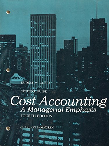 Cost Accounting: A Managerial Emphasis: Student's Gde (9780131797055) by Charles T. Horngren