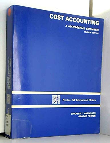 Cost Accounting By Horngren C T Abebooks