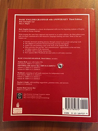 Beispielbild fr Basic English Grammar, Third Edition (Full Student Book with Audio CD and Answer Key) zum Verkauf von HPB-Red