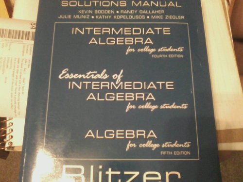 Imagen de archivo de Intermediate Algebra for College Students: Student Solutions Manual a la venta por HPB-Red