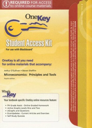 Imagen de archivo de Microeconomics Student Access Kit for Use with Blackboard: Principles and Tools (OneKey) a la venta por BookHolders