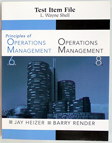 Stock image for Test Item File,principles of Operations Management,6ed., Operations Management 8th Ed. for sale by HPB-Red