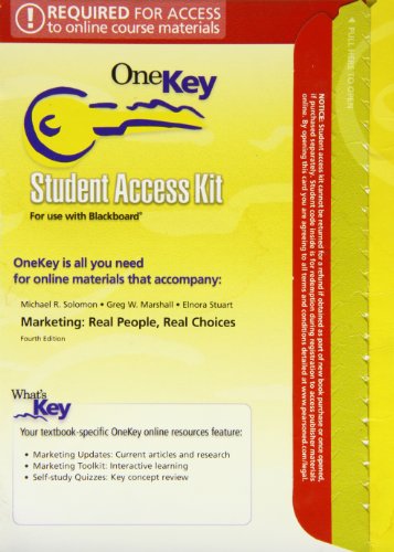 OneKey Blackboard, Student Access Kit, Marketing (9780131861411) by Solomon, Michael R.; Marshall, Greg W.; Stuart, Elnora