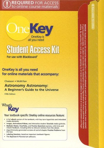 Astronomy Astronomy Student Access Kit for Use with Blackboard: A Beginner's Guide to the Universe (OneKey) (9780131871830) by Chaisson; McMillan